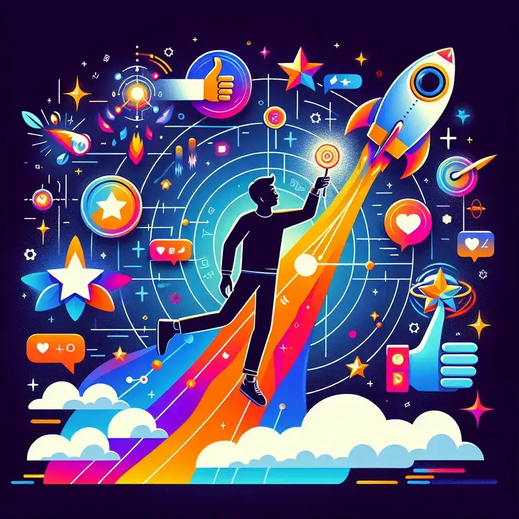 "Chica creando contenido atractivo para Instagram Stories con filtros y herramientas creativas, ilustrando los consejos de la guía definitiva para alcanzar el éxito viral en redes sociales."