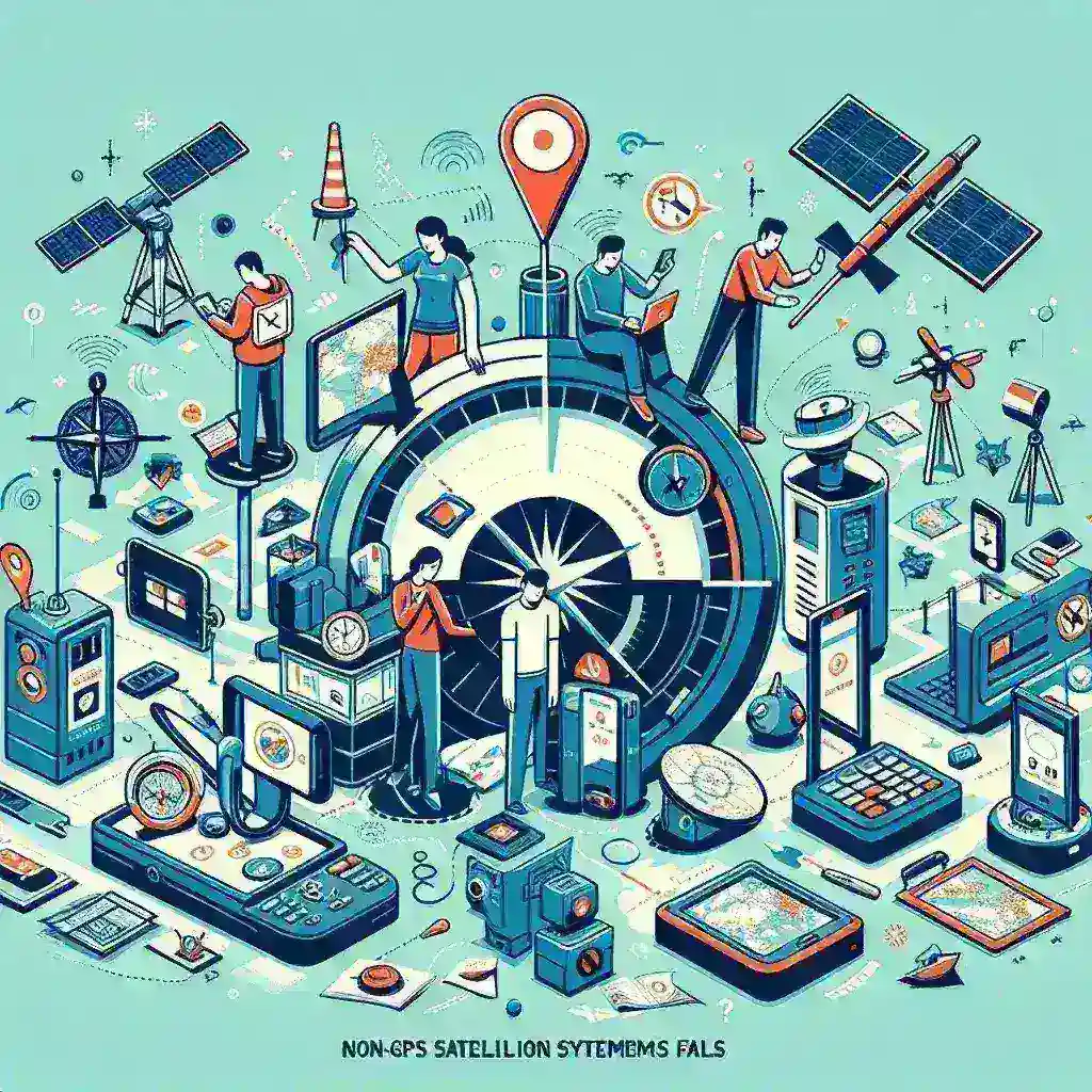 "Image depicting various non-GPS navigation systems, including a compass, maps, and a sextant, illustrating alternatives for navigation when GPS signals fail in outdoor environments."