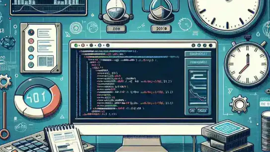 "Desarrollador utilizando plataformas para monitorear tiempos de compilación y construcción en una computadora, destacando herramientas clave para optimizar el proceso de desarrollo de software."