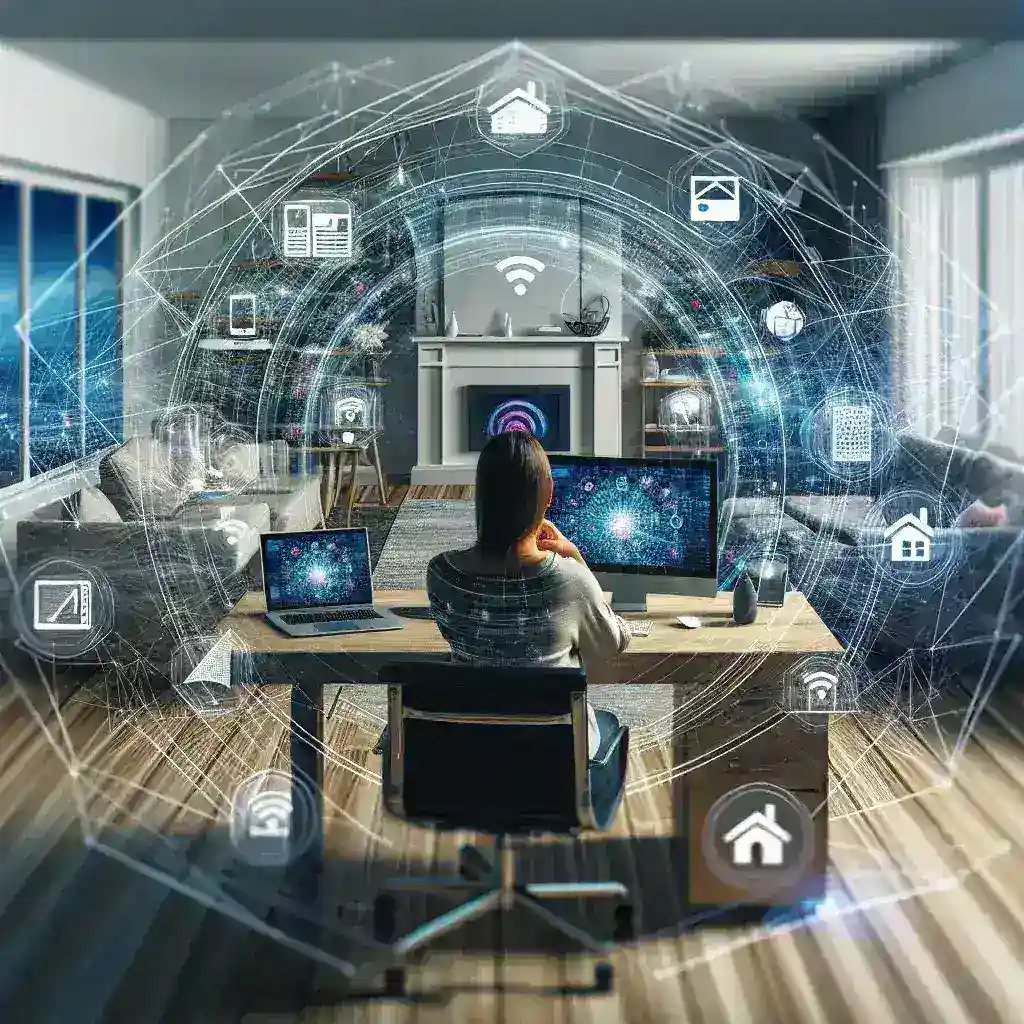 "Imagen de una interfaz de usuario de un programa para gestionar redes Wi-Fi domésticas, mostrando gráficos de conexión y configuraciones de red en un dispositivo móvil."